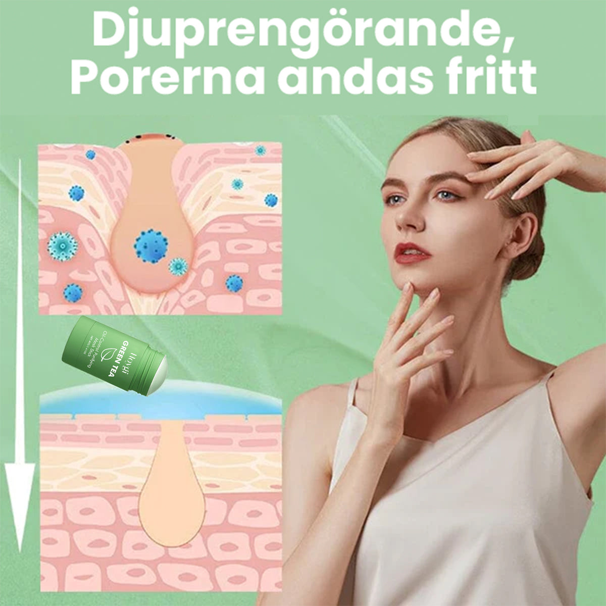 HOYGI Green Tea Cleansing Mask Stick for Deep Facial Cleansing