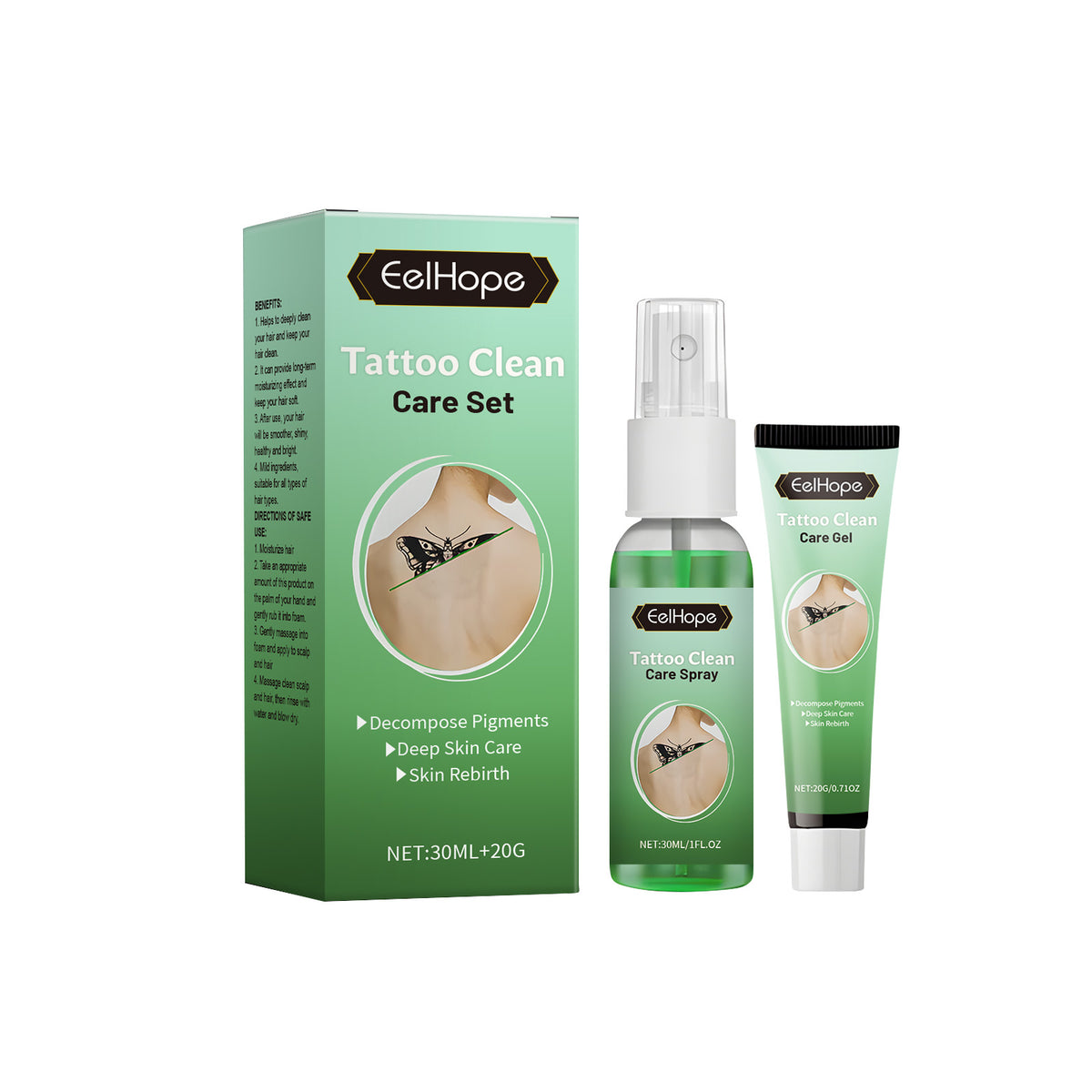 Tattoo Cover Care Set with Snail Filtrate, Mint & Licorice