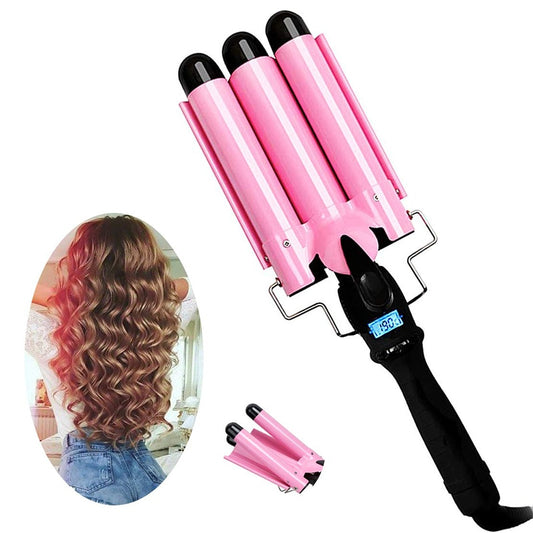 Triple Barrel Ceramic Hair Waver with LCD Temperature Display