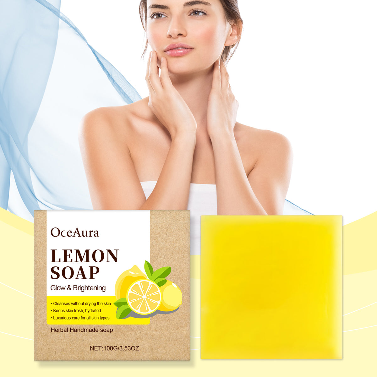 OceAura Lemon Herbal Vitamin C Soap with Shea Butter & Tea Tree Oil