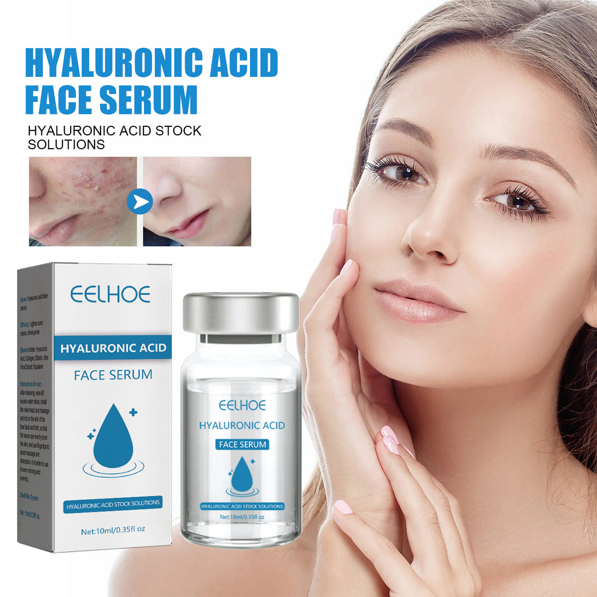 ELHOE Hyaluronic Acid Face Serum Hydrating Facial Serum