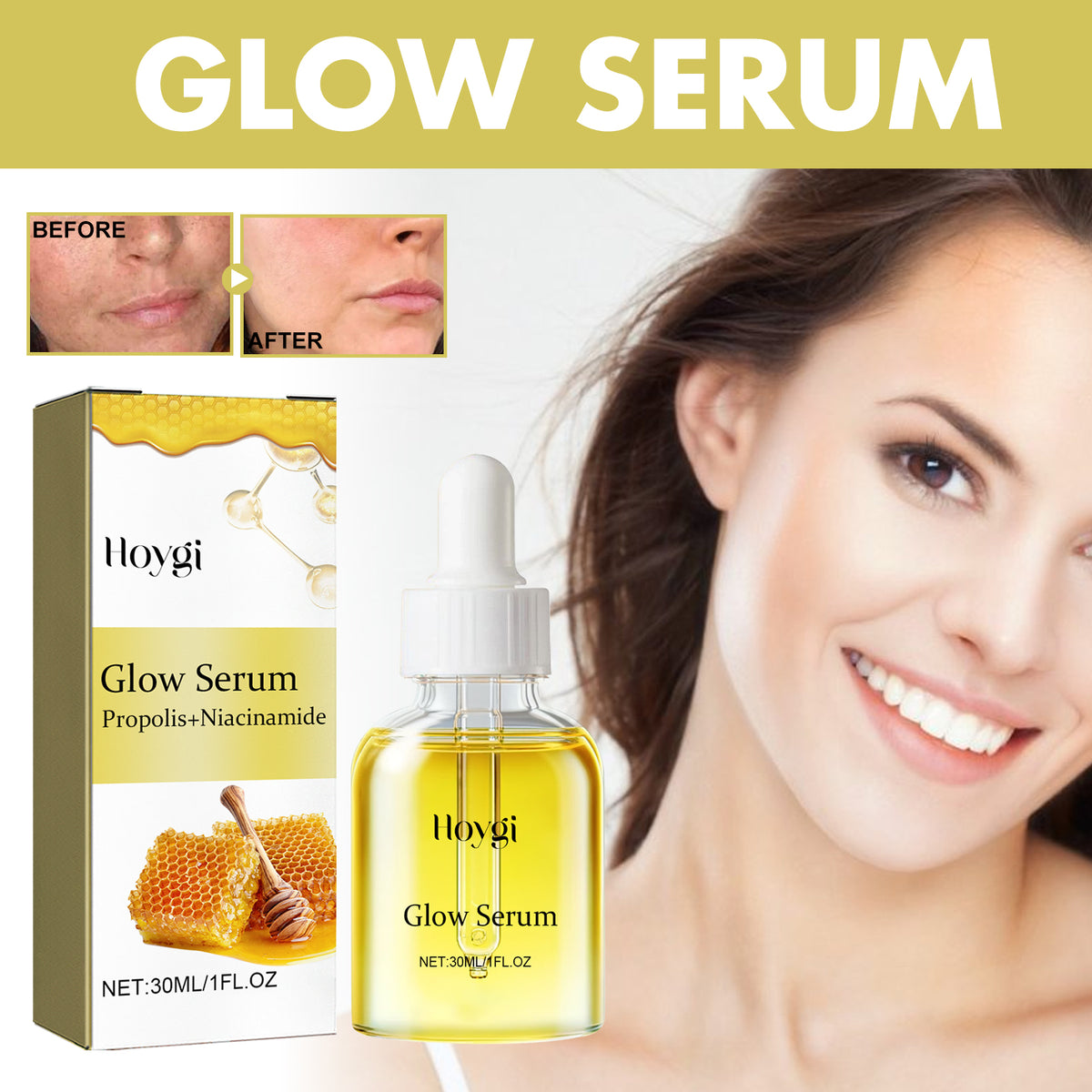 Hoygi Glow Facial Serum with Hyaluronic Acid & Propolis
