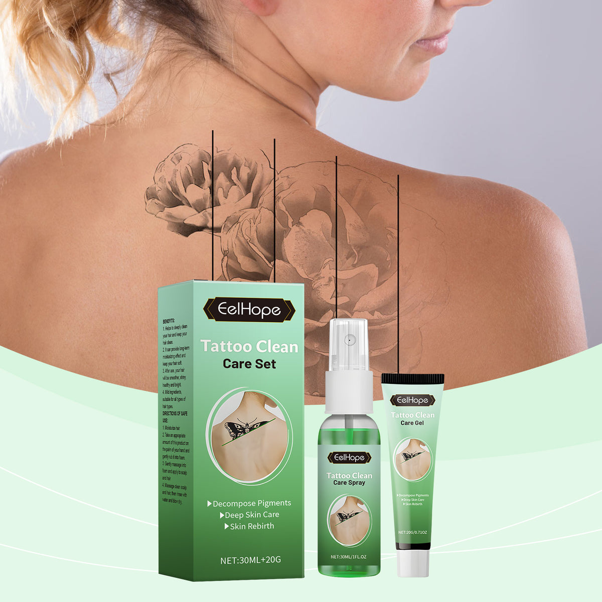 Tattoo Cover Care Set with Snail Filtrate, Mint & Licorice
